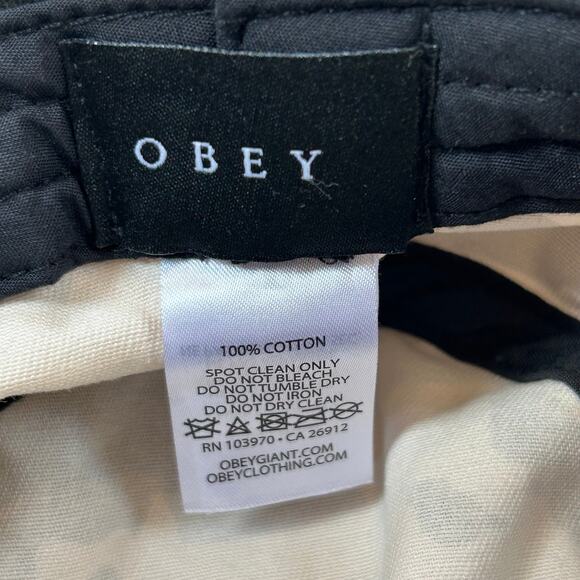 Obey Bucket Hat Black Cream Cow Print 100% Cotton Streetwear Skate - Picture 5 of 5